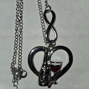 Silver Wine Heart Necklace